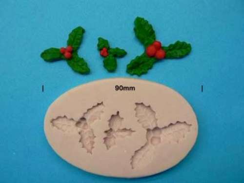 3 Prong Holly Leaf Silicone Mould - Click Image to Close